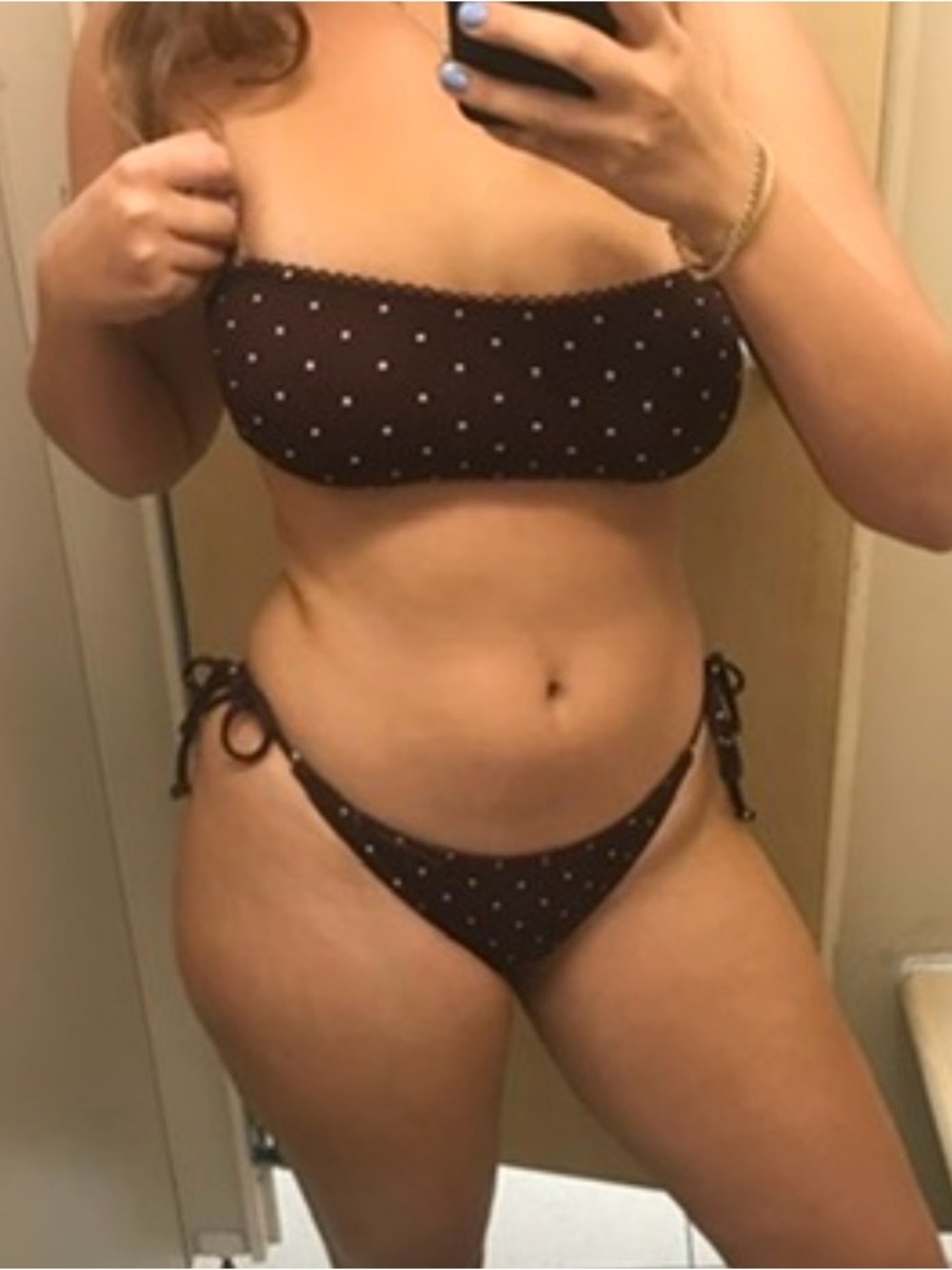 Xhilaration Black Polka Dot Bandeau Tie-Side Bikini